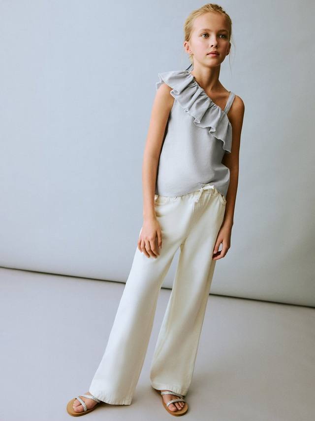 

Детская асимметричная блузка Simba из льна и хлопка Mango, Light Pastel Blue