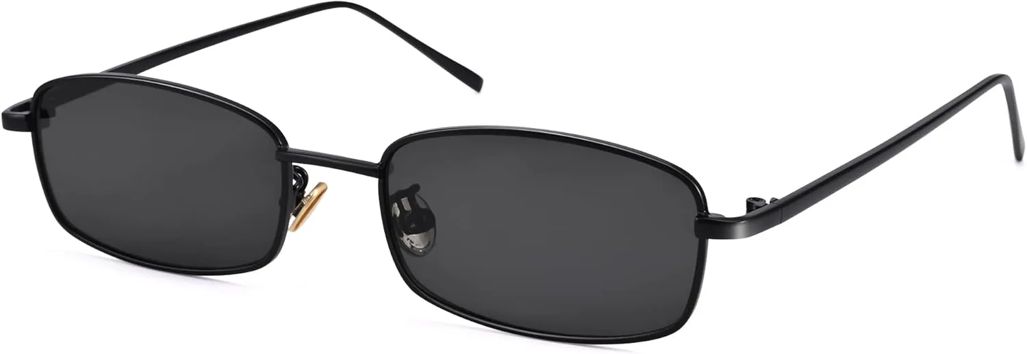 

Прямоугольные солнцезащитные очки для женщин и мужчин в стиле ретро 90-х, маленькие узкие солнцезащитные очки в стиле Y2K с защитой UV400 Pro Acme, Black/Grey