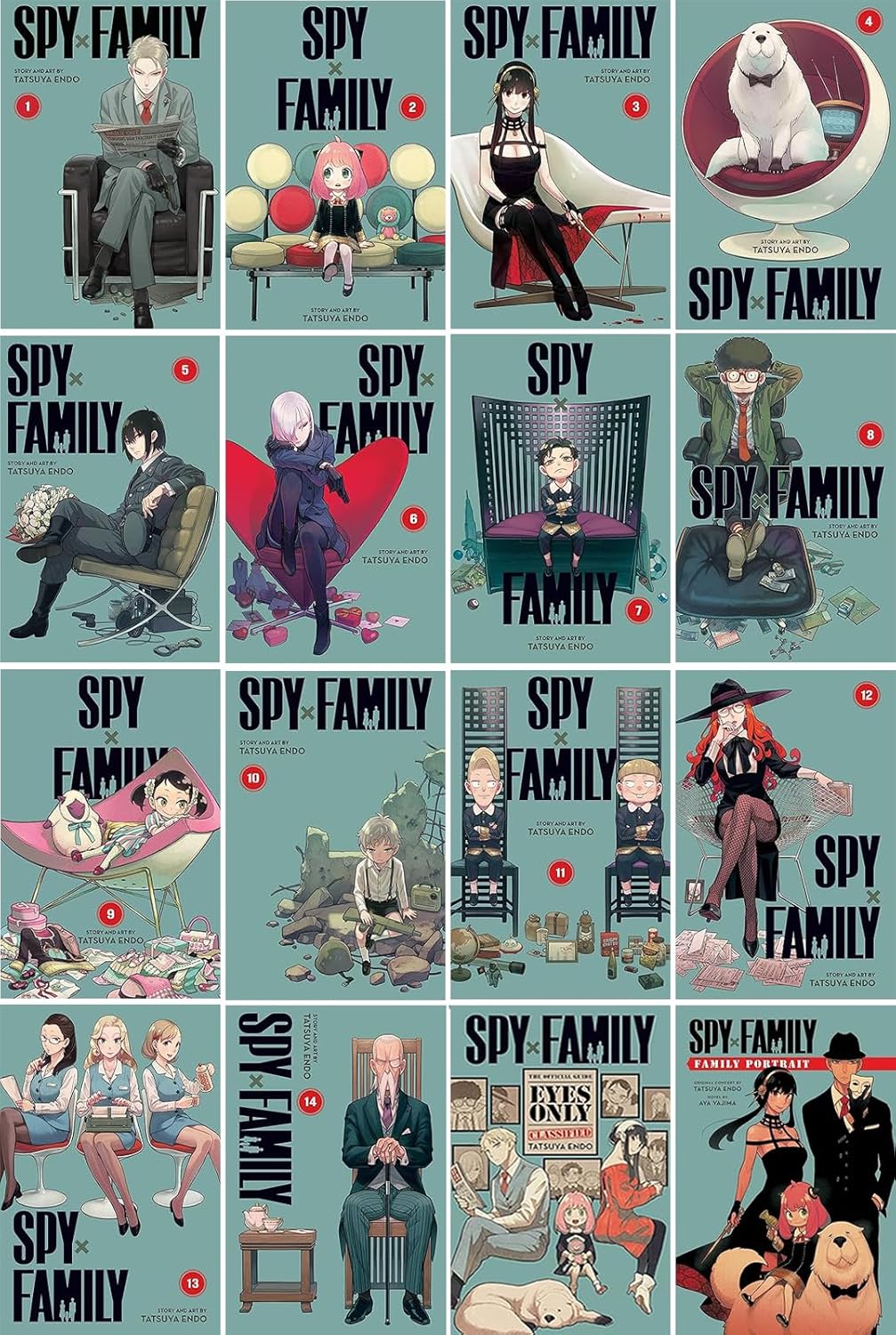 

Spy x Family Complete 16-Book Manga Set: Vol. 1-14, Official Guide & Family Portrait by Tatsuya Endo (Generic)