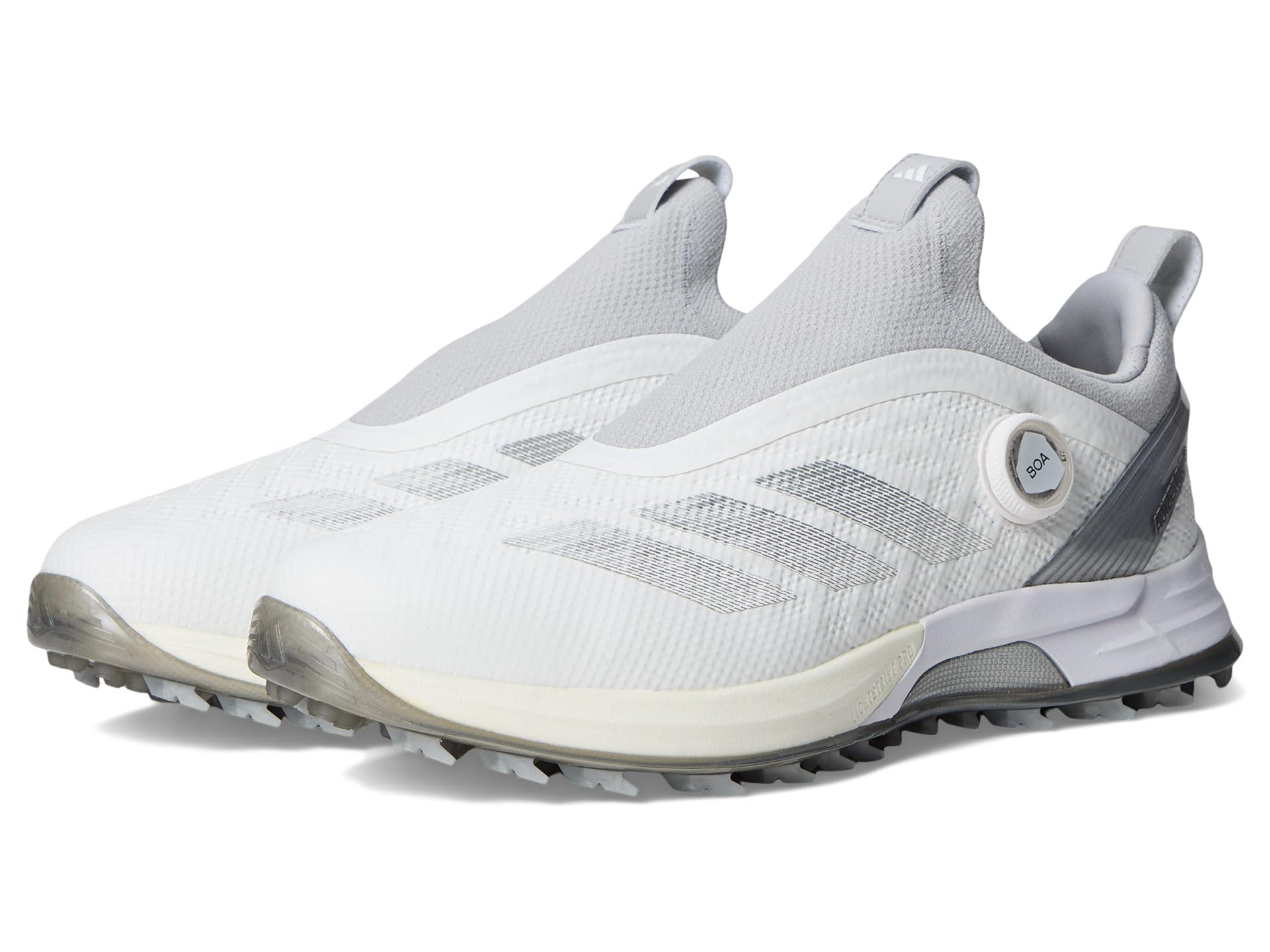 Туфли adidas Golf Adizero ZG BOA Spikeless Golf Shoes, цвет Footwear White/Silver Metallic/Light Solid Grey