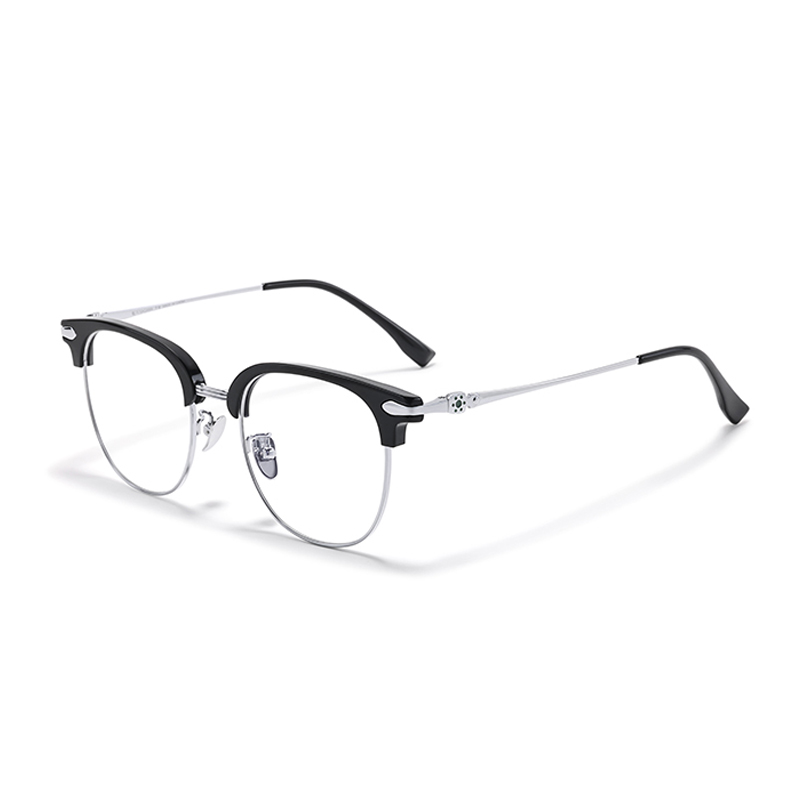 

Sagawa Пластиковая металлическая оправа для очков унисекс, Black Silver