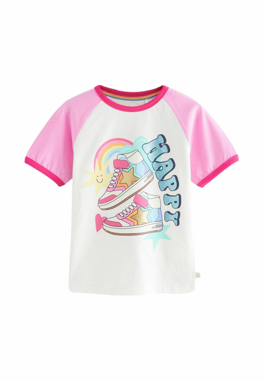 

Футболка с принтом REGULAR FIT RAINBOW RAGLAN SHORT SLEEVE Little Bird, фуксия