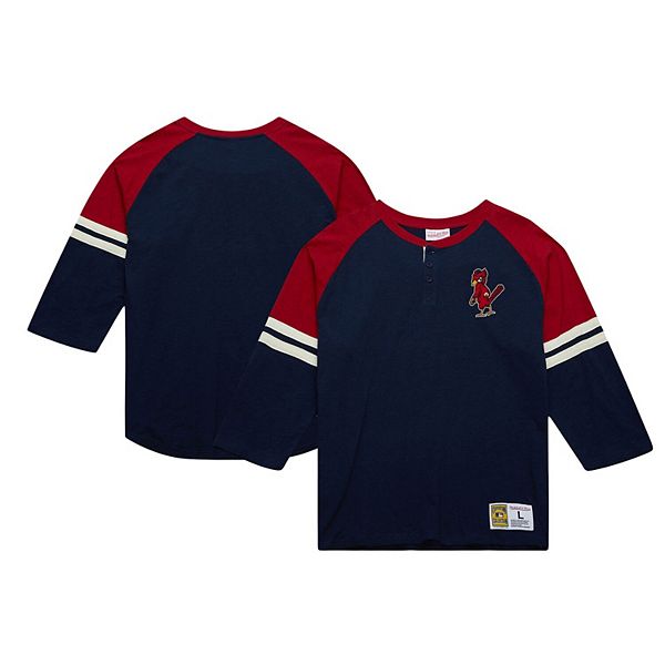 

Мужская футболка henley с рукавом три четверти st louis cardinals cooperstown collection legendary raglan slub Mitchell & Ness