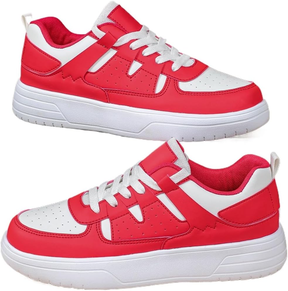 

Дышащие сетчатые стильные повседневные кроссовки с амортизацией, круглый носок, шнуровка, низкие, с толстой подошвой, удобные спортивные обувь для городских прогулок, школы, вечеринок, для повседневной носки Ctkvbmeoi, красный