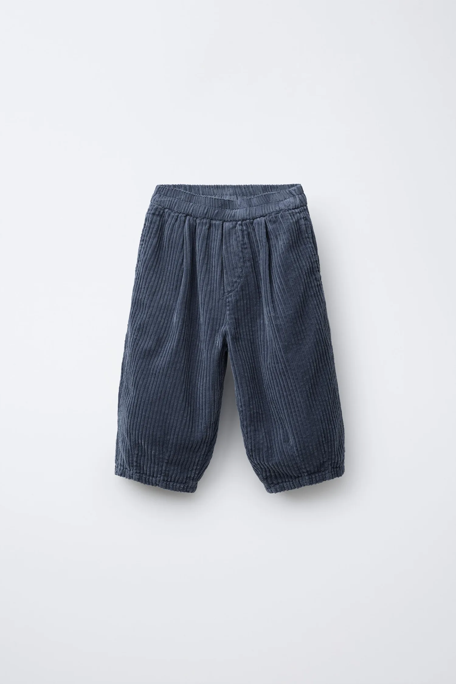 Вельветовые брюки-баллоны с широкой талией Zara, синий