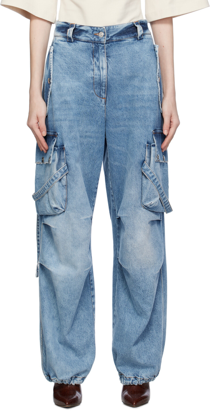 

Синие джинсы с карманами-карго MSGM