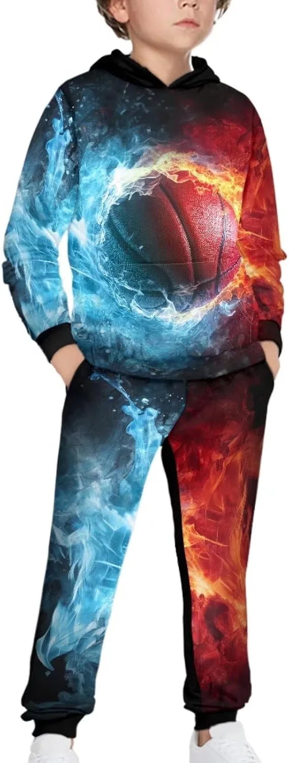 Детский спортивный костюм из толстовки и джоггеров Uppodwarkid, Fire Water Basketball