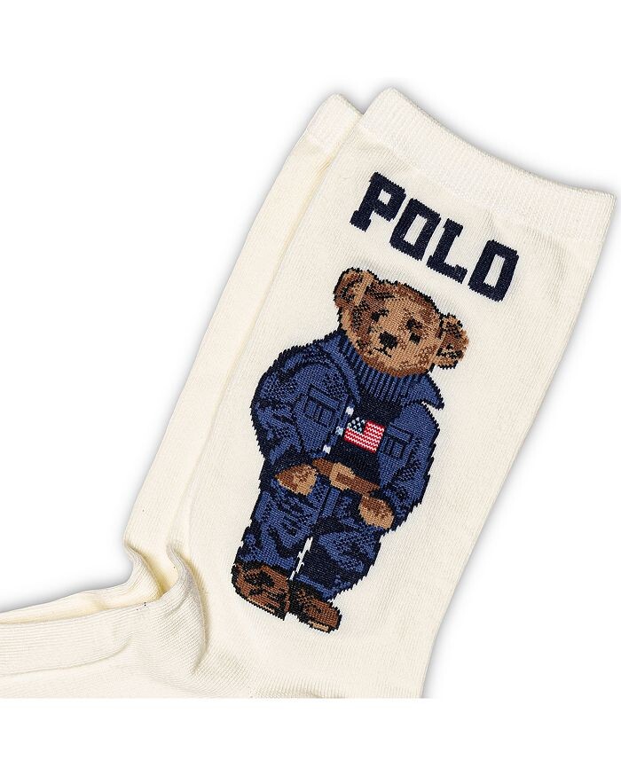 Носки с медведем Polo Ralph Lauren Americana, слоновая кость/кремовый — фото 3