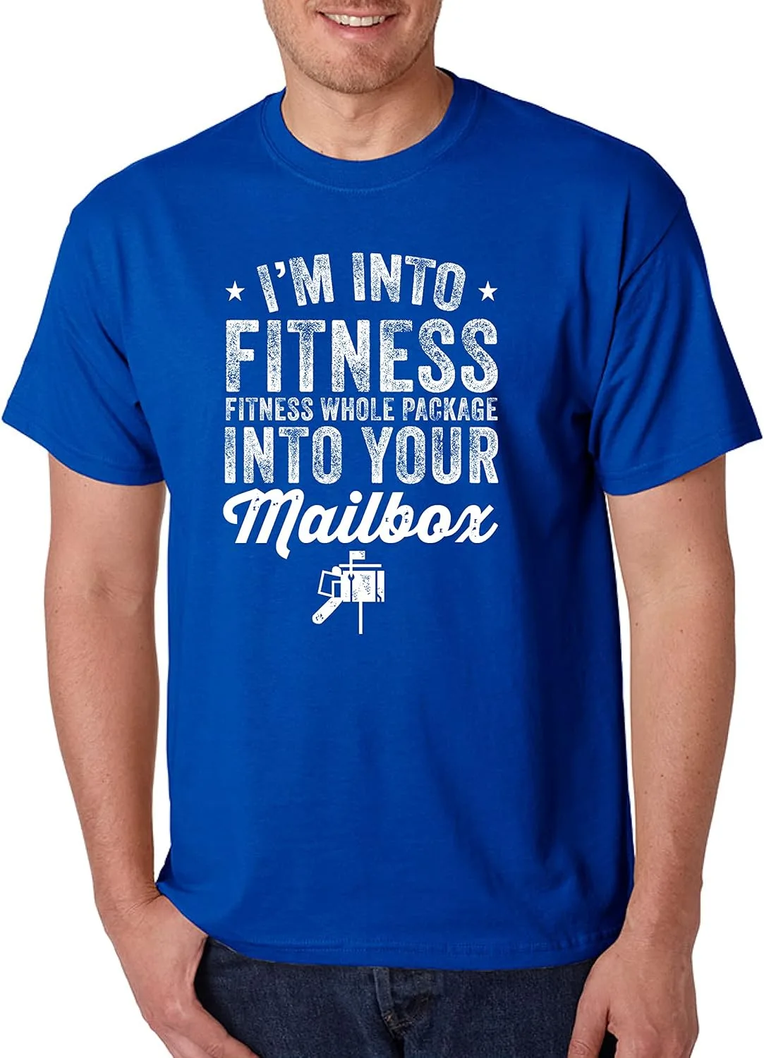 

Футболка мужская I'm Into Fitness Whole Package in Your Mailbox Funny Mailman ALLNTRENDS