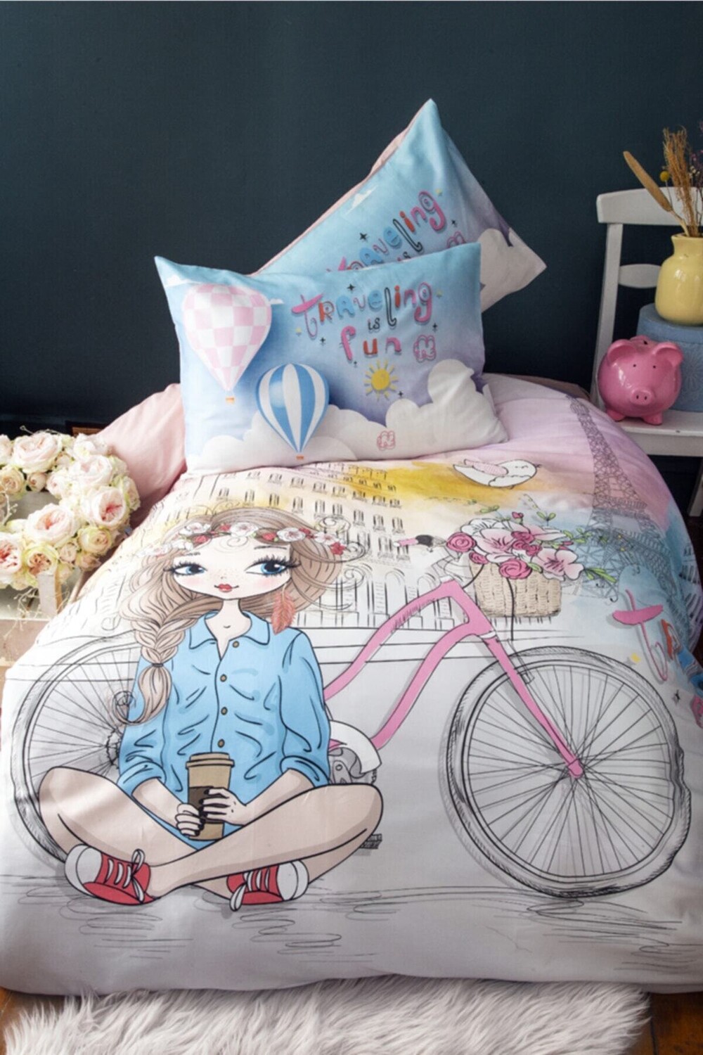 

Комплект пододеяльников Issimo Home Cosy Girl Digital Ranforce, розовый