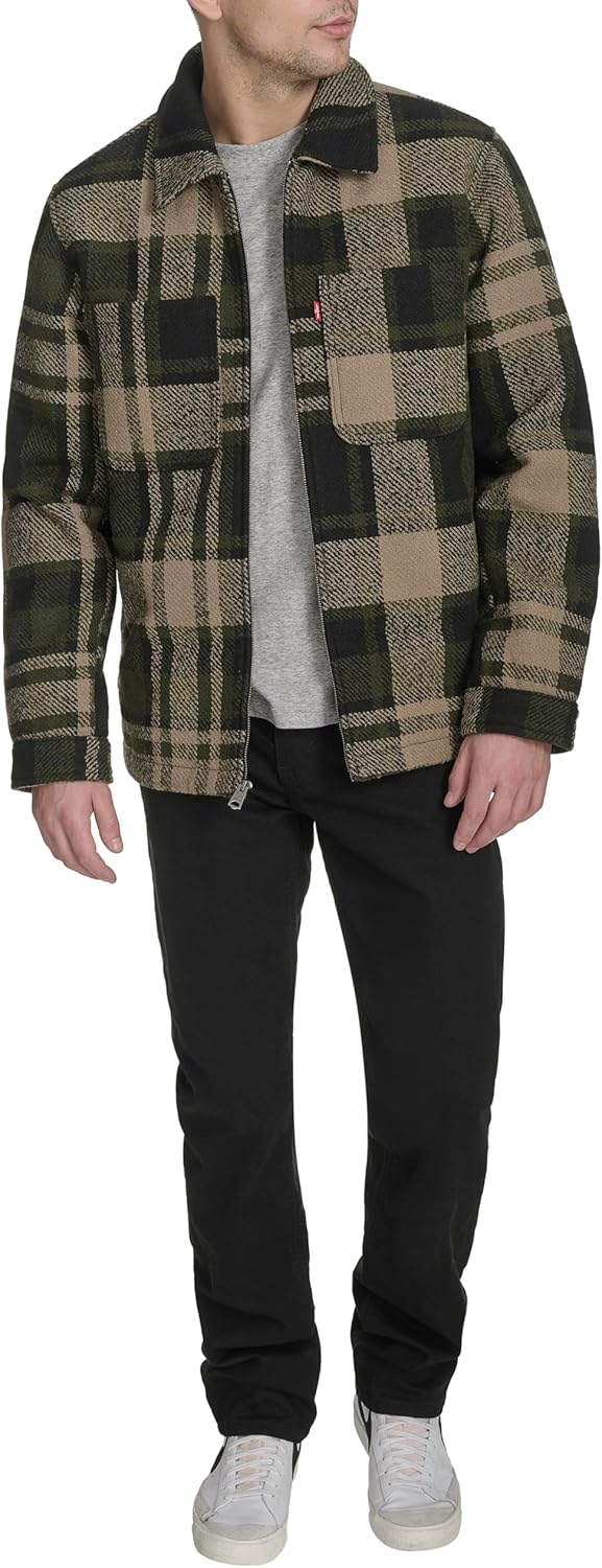 Мужская куртка Levi's Depot из шерстяной смеси, Green/Black Plaid — фото 2
