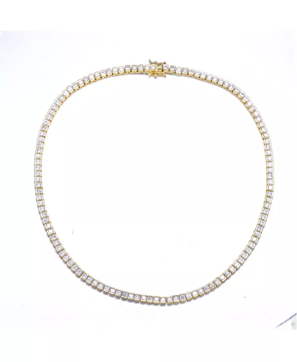 

Классическое теннисное ожерелье из стерлингового серебра 14 карат с позолотой и кубическим цирконием Genevive, gold