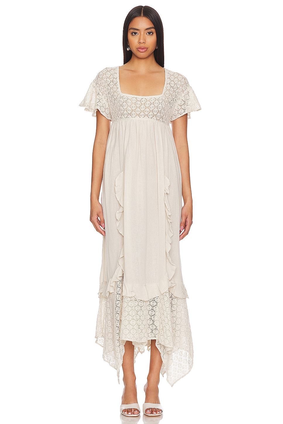 

Принесите романтическое платье миди Free People, цвет harbor fog