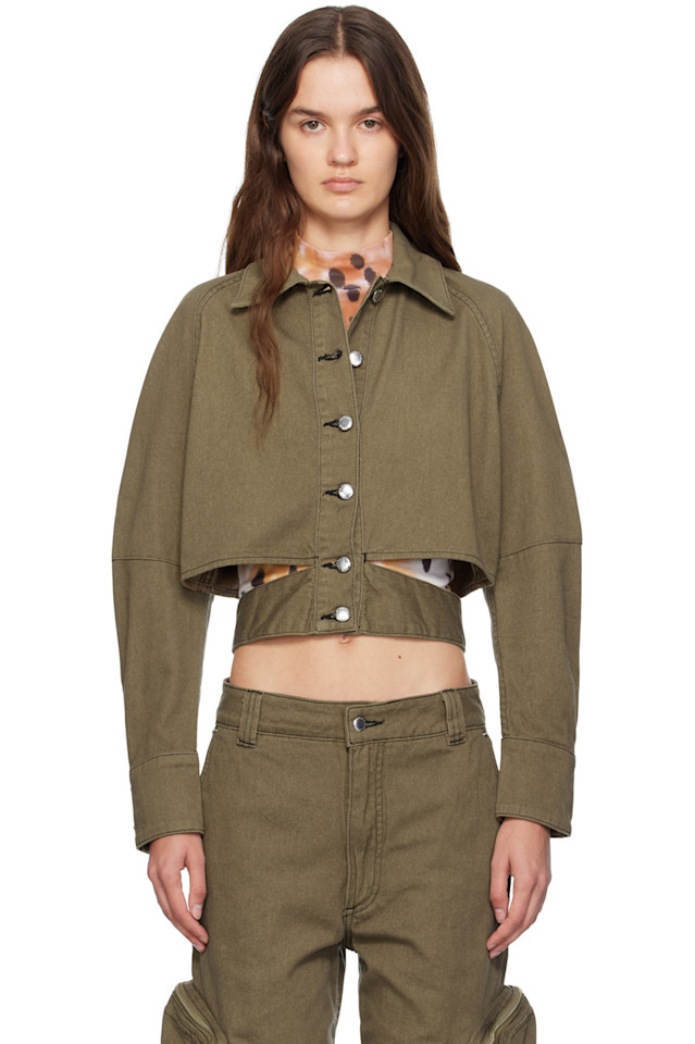 

Eckhaus Latta Джинсовая куртка цвета хаки с эллипсом