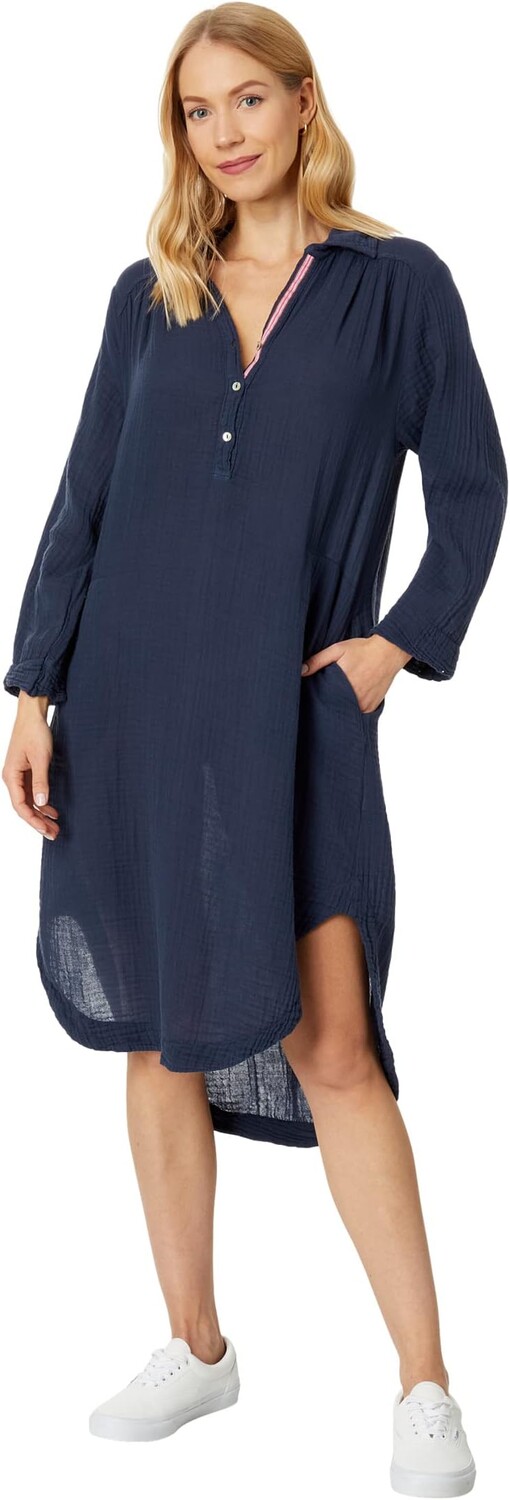 

Платье SUNDRY Long Sleeve Shirttail Dress, темно-синий