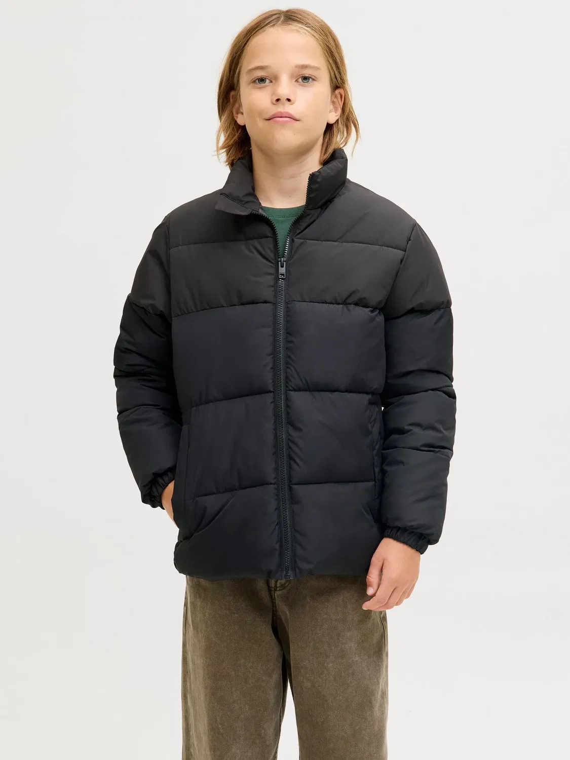 Стеганая куртка с капюшоном JACK & JONES Junior, черный — фото 2