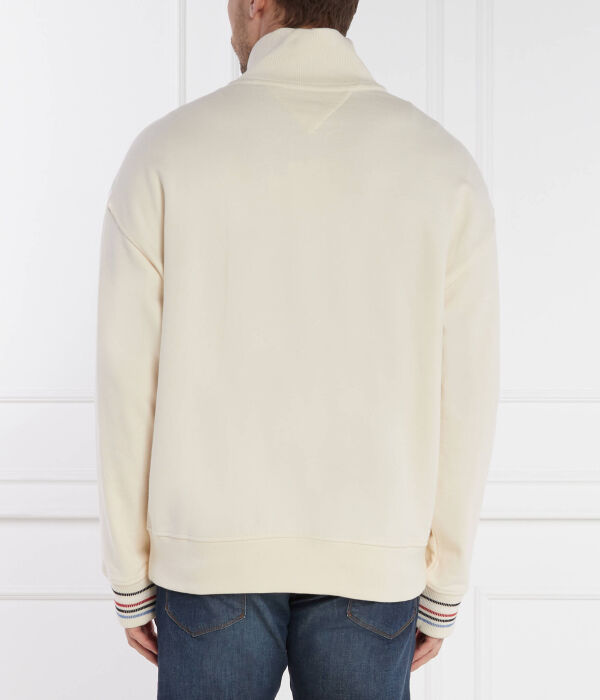 Свитер с монограммой, застежка-молния 1/4 Oversize fit Tommy Hilfiger, экрю — фото 4