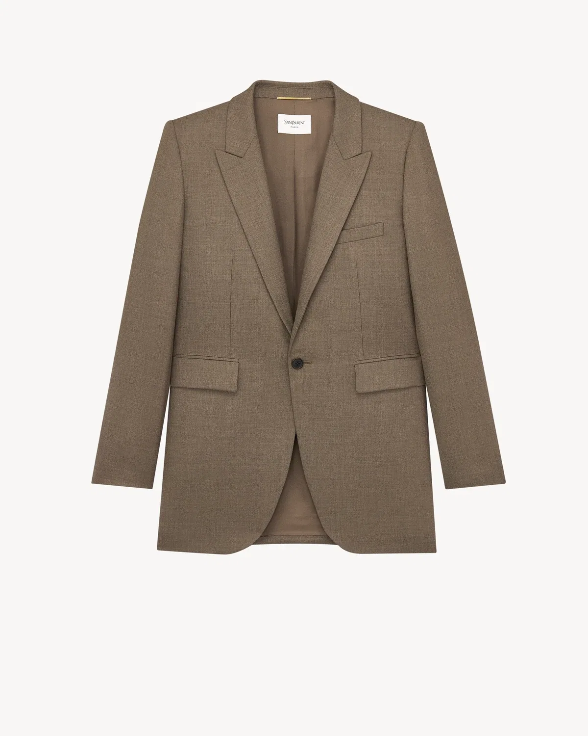 Однобортный пиджак из шерсти SAINT LAURENT, серый