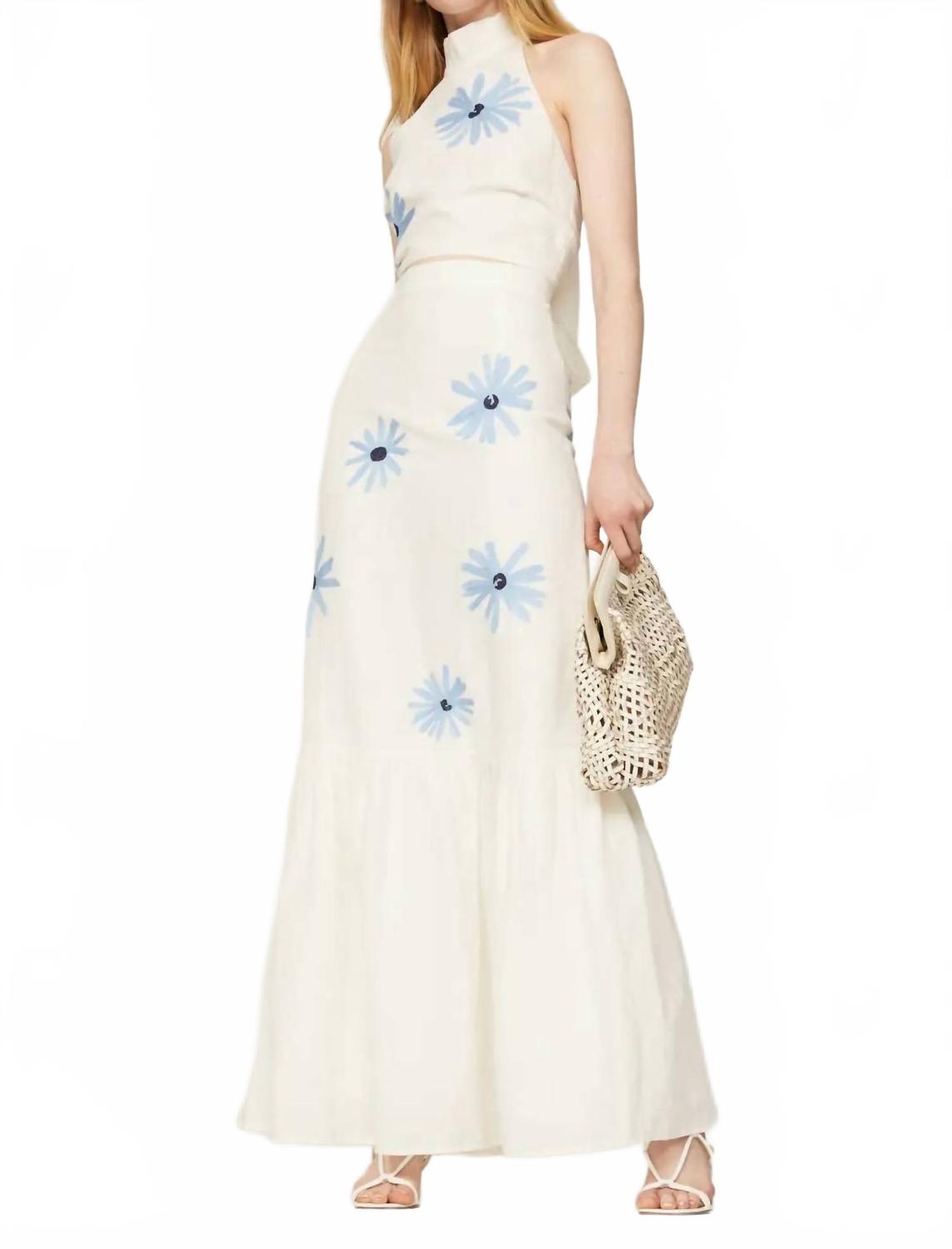 

SOMETHING NAVY Вышитая многоярусная макси-юбка в белом цвете