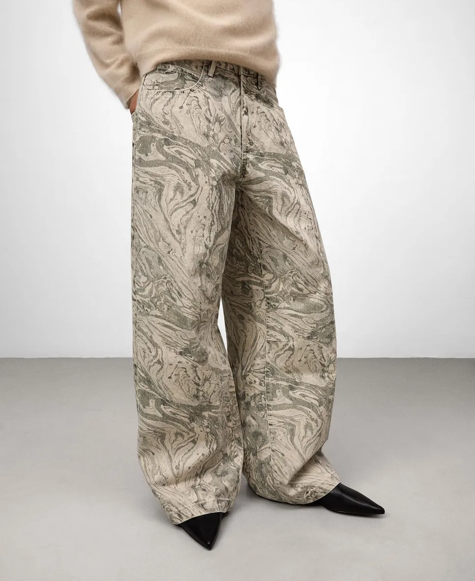 

Женские широкие джинсы из денима с принтом Adolfo Dominguez, бежевый