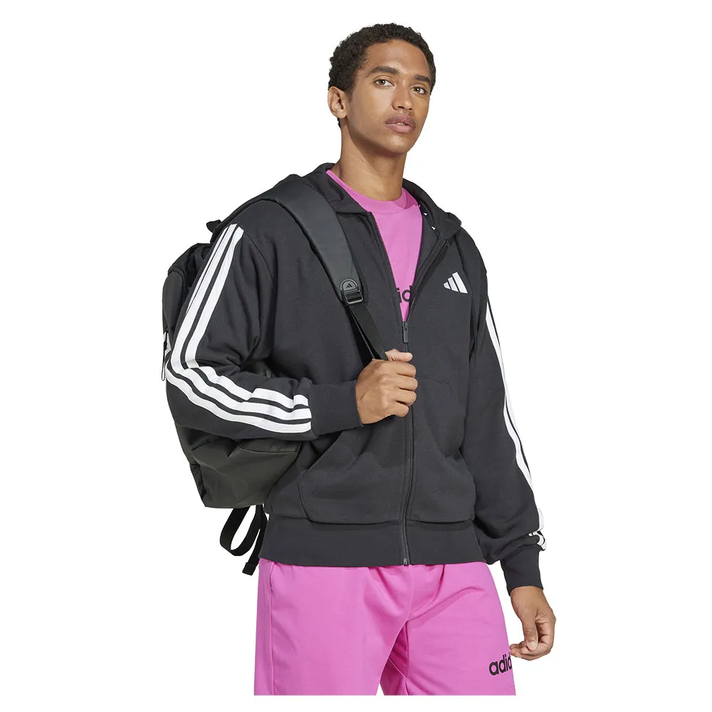 Толстовка adidas Essentials 3 Stripes French Terry full zip, черный — фото 4