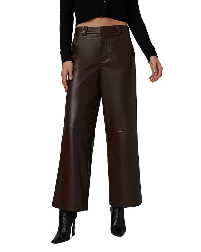 

Joe's Jeans x Dani Michelle The Mia Широкие брюки из искусственной кожи с высокой посадкой, коричневый