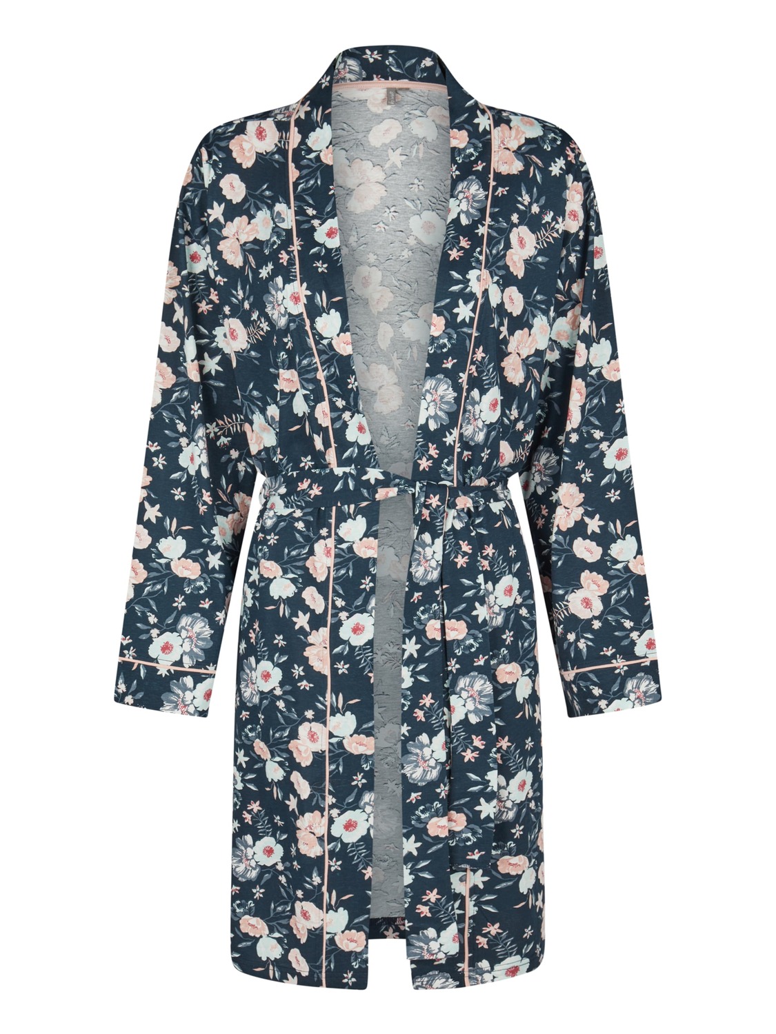 

By Louise Короткий халат 'Damen Morgenmantel Bademantel lang mit Gürtel Blumen Print' в синем дениме