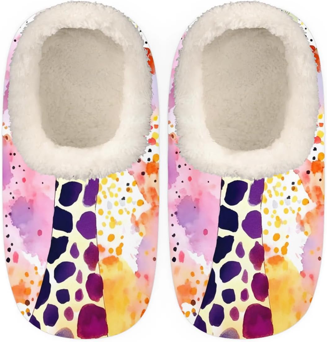 

Тапочки QsirBC с акварельным рисунком жирафа для женщин и мужчин, мягкие тапочки с эффектом памяти, нескользящая подошва, для дома и улицы, уютные и теплые, Giraffe Watercolor Xl