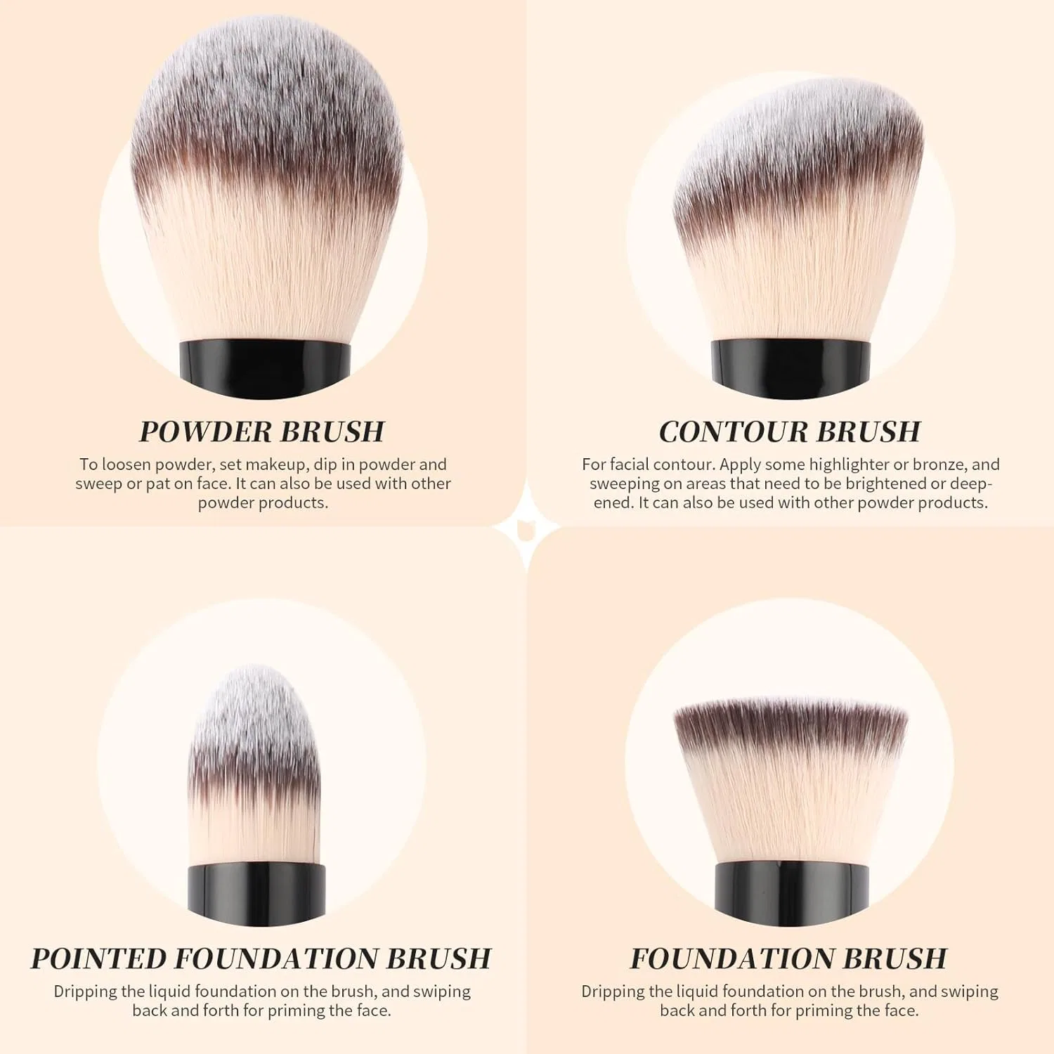 Двусторонняя кисть для макияжа DUcare Foundation Brush, черная Ducare — фото 3