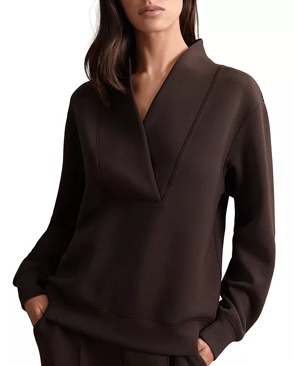 

Топ с воротником-шалью Reiss, коричневый