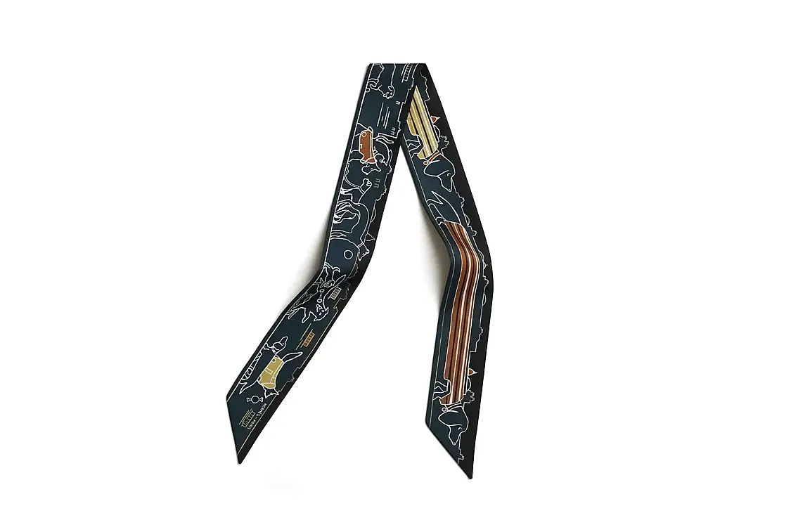 

HERMES Шёлковый шарф унисекс чёрный, Black