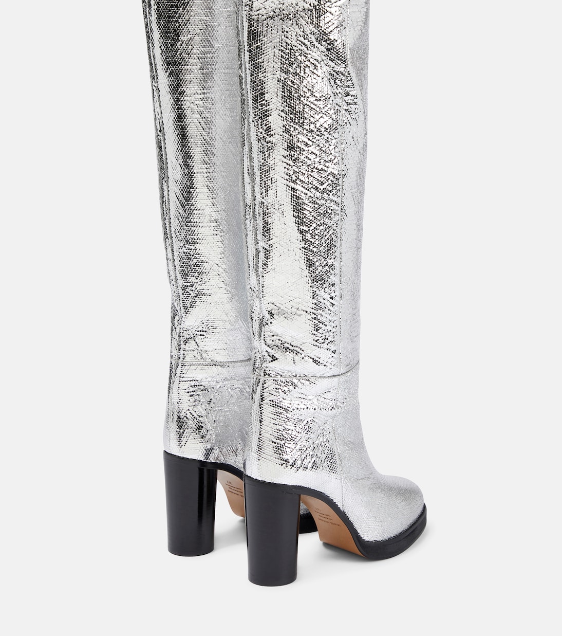 Сапоги выше колена из кожи Lurna Isabel Marant, серебряный — фото 3