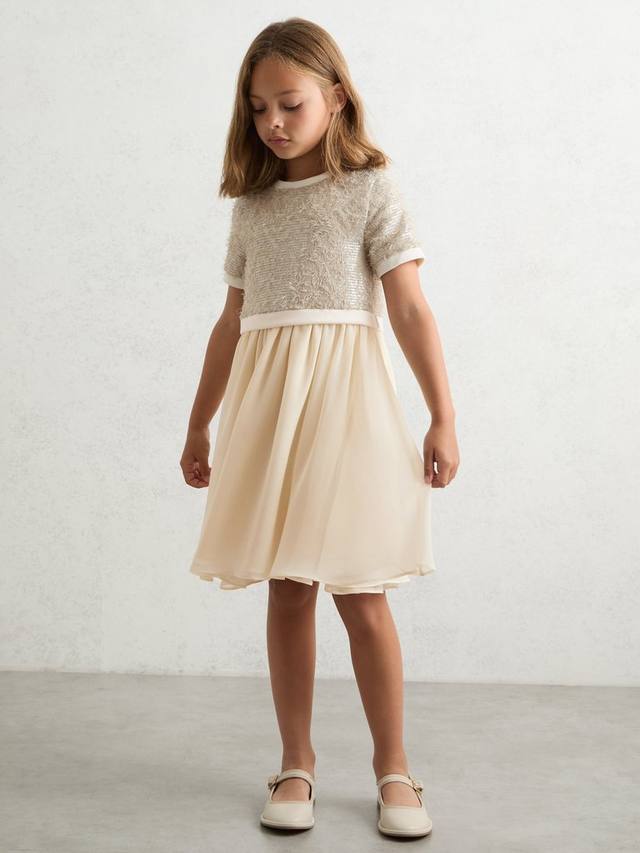 

Детское платье с пайетками с короткими рукавами Bee Reiss, Champagne