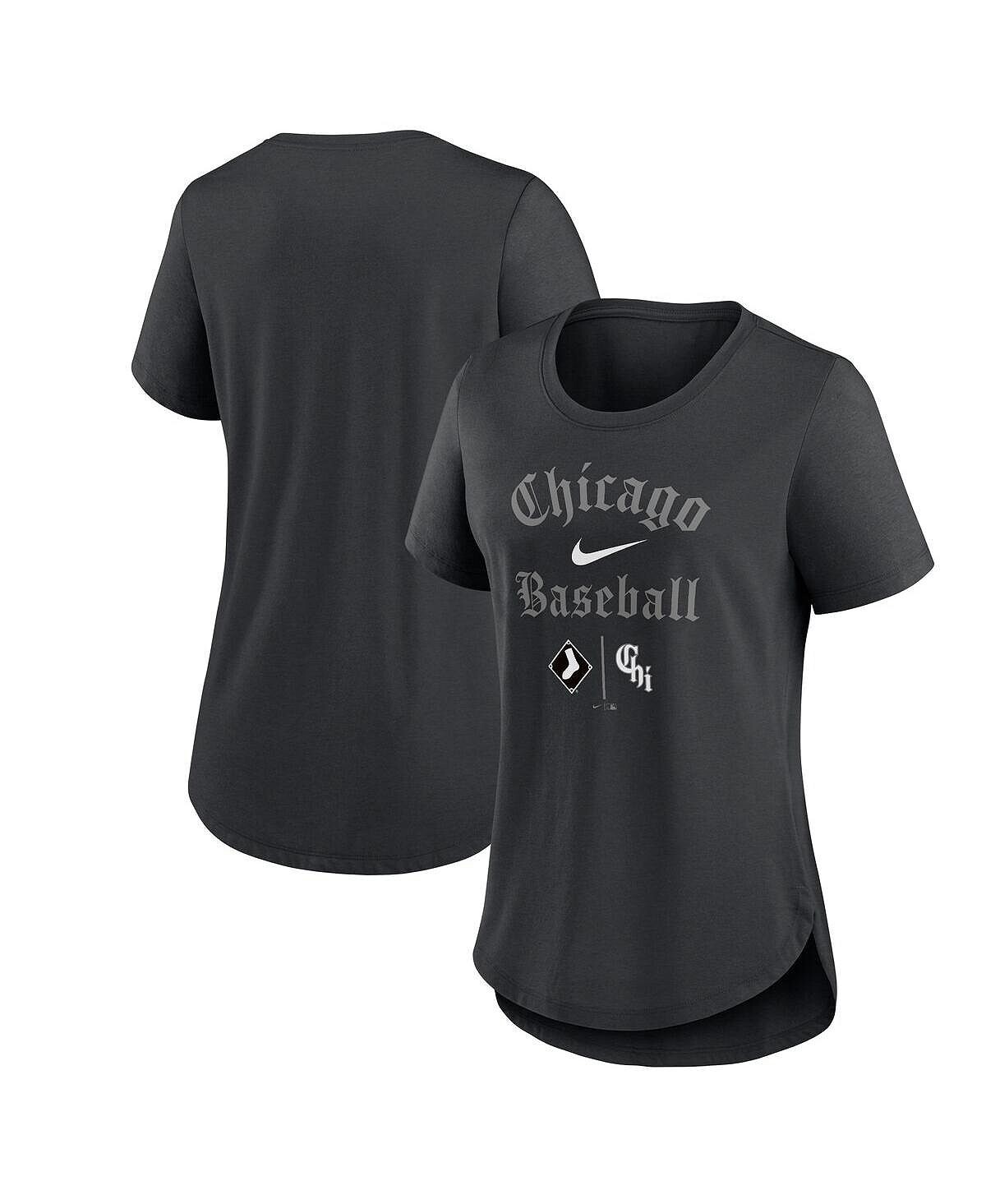 

Женская черная футболка Chicago White Sox City Connect Tri-Blend Nike, черный
