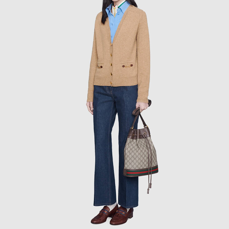 Джинсы женские Gucci Apple Patch, с аппликацией яблоко, синий — фото 2