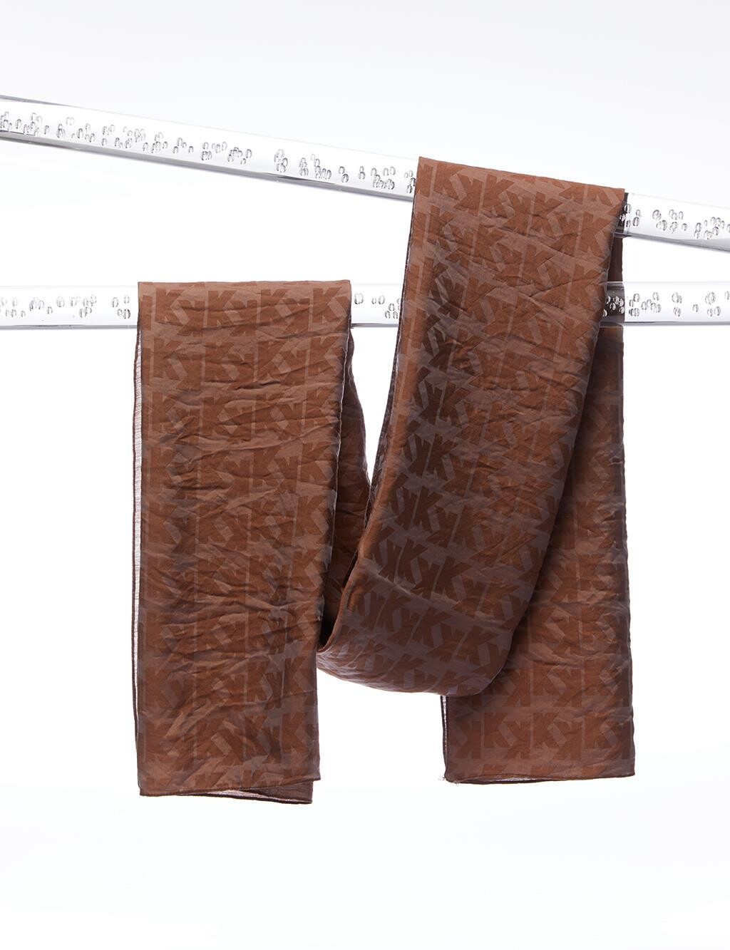 

Жаккардовая вискозная шаль Monogram Коричневая Kayra