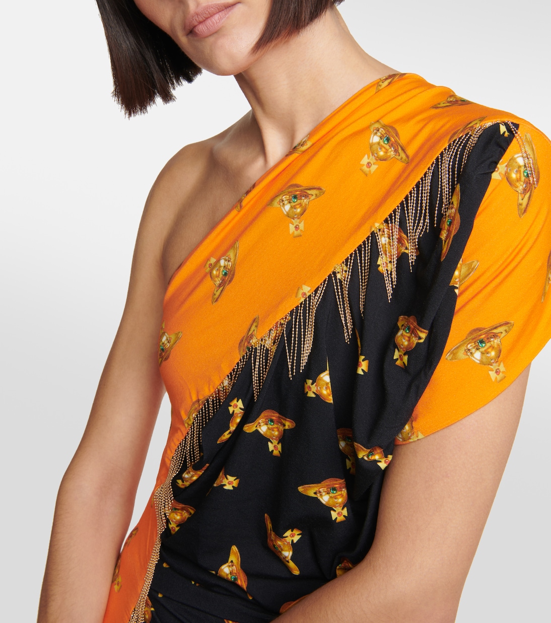 Платье миди на одно плечо с принтом Vivienne Westwood, Black Orange — фото 4