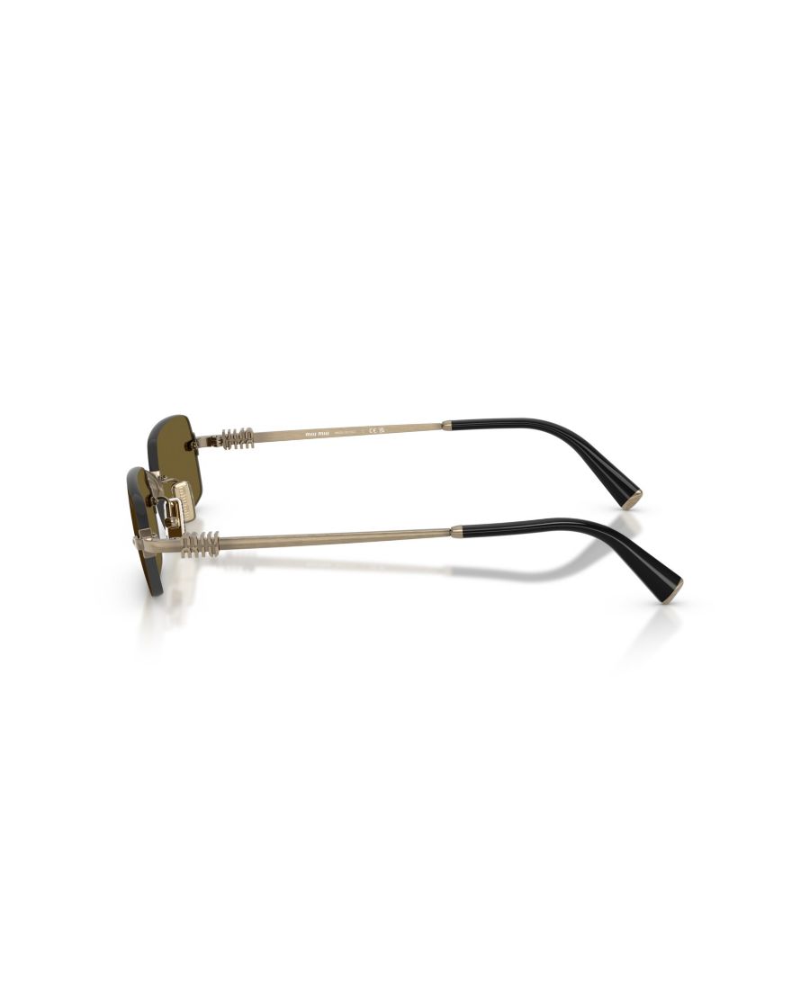 Женские прямоугольные солнцезащитные очки, MU B50S MIU MIU, Old Gold — фото 3