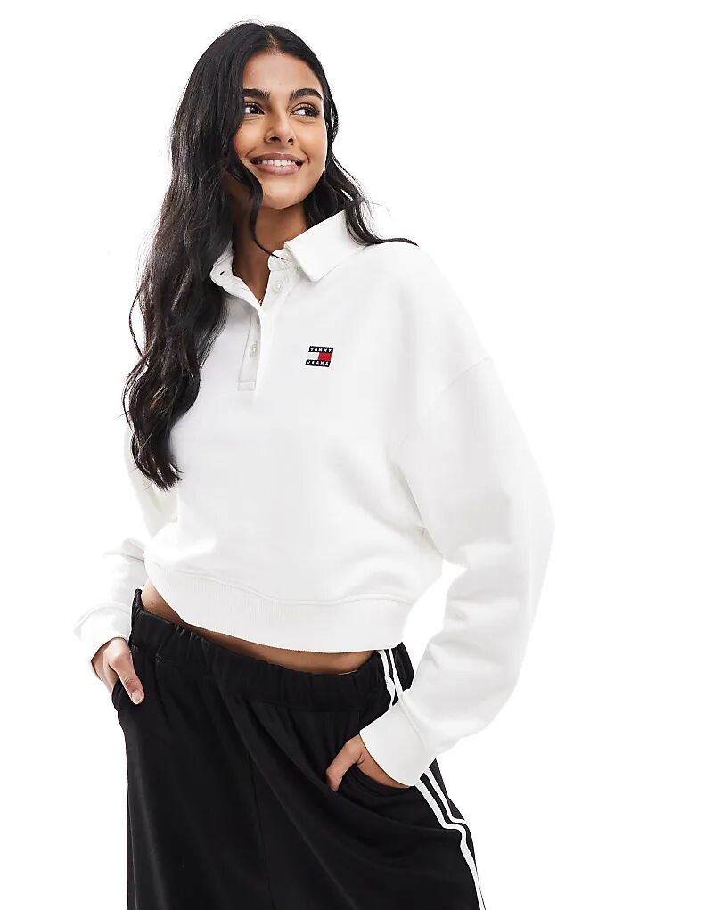 

Толстовка свободного кроя с воротником-поло белого цвета Tommy Jeans
