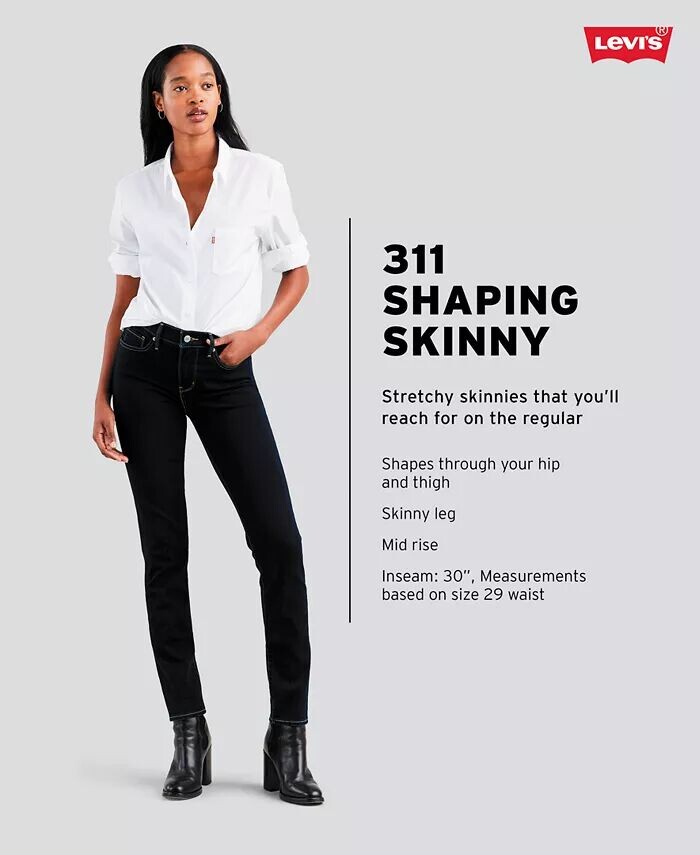 Женские джинсы Levi's 311 Mid Rise Shaping Skinny, черный — фото 4