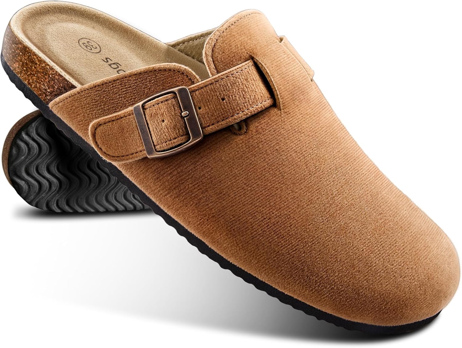 

Сабо, мюли, сандалии, обувь типа «картофельная доска» BULLIANT для мужчин и женщин, верх из замши с флисовой подкладкой, стелька из пробки с амортизацией из пеноматериала с эффектом памяти, светло-коричневый