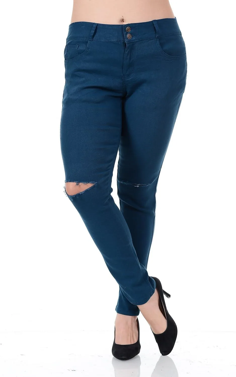

Jack David/GAZOZ /926 Женские джинсы Plus Size с потертостями и прорезями на коленях Jeans for Love