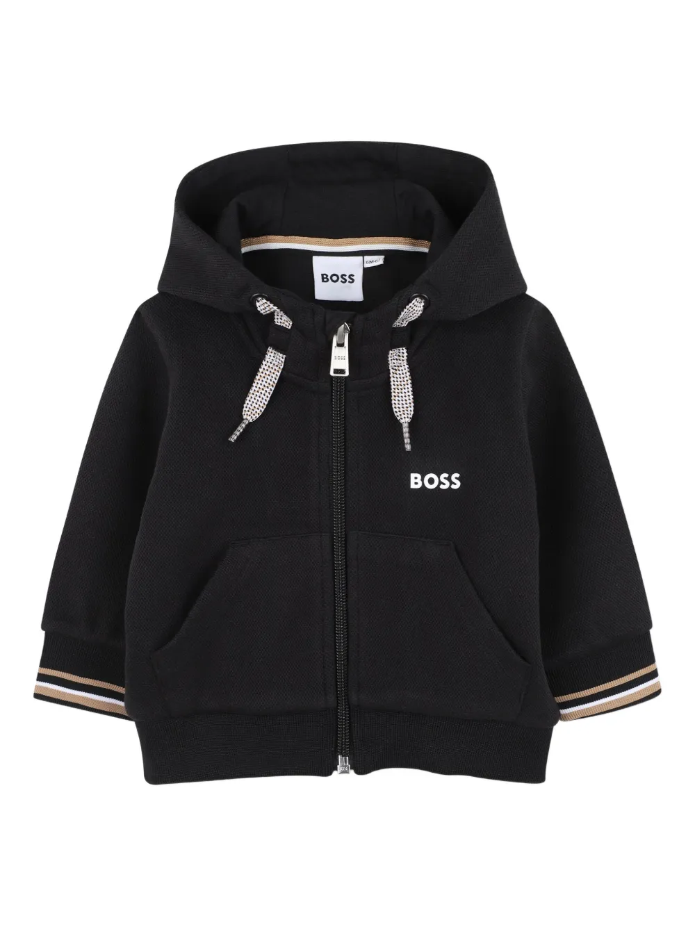 

Толстовка с капюшоном на молнии BOSS Kidswear, черный