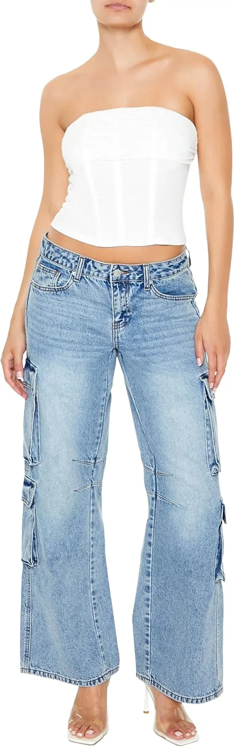 

Forever 21 женские джинсы карго low-rise wide-leg
