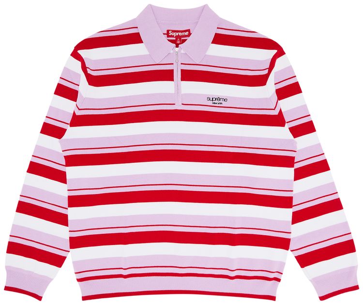 Поло Supreme Stripe Zip Long-Sleeve Polo 'Light Purple', фиолетовый
