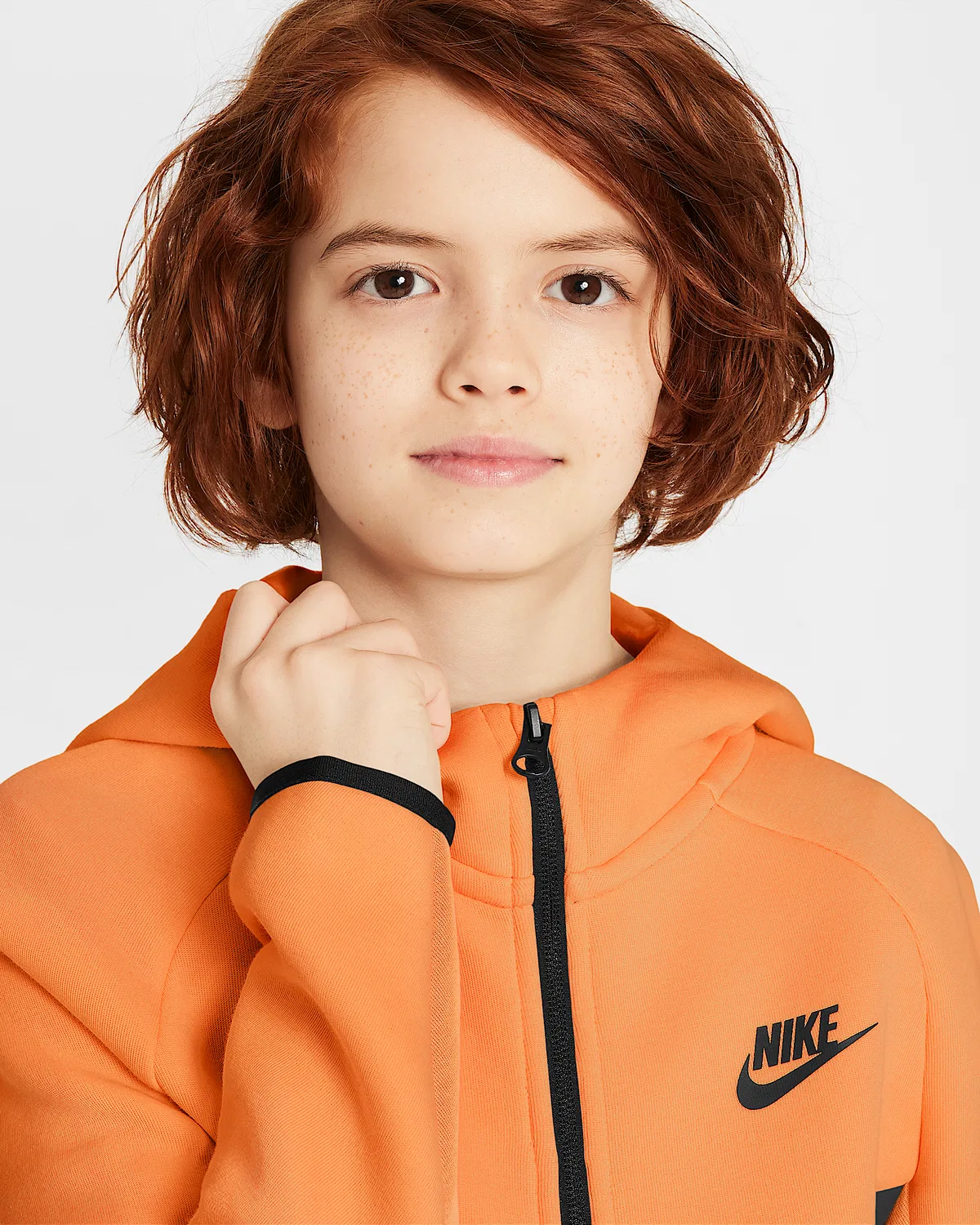 Детская худи Nike Sportswear Tech Fleece на молнии, Marrakesh/Black/Black — фото 3