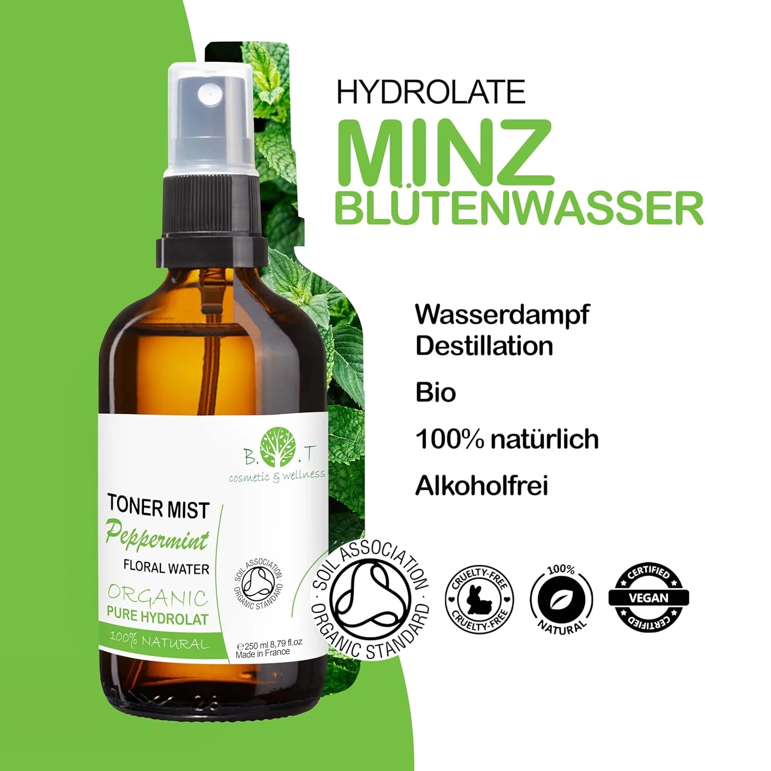 Органическая мятная вода от B.O.T cosmetic & wellness, 100 мл B.O.T Cosmetic & Wellness — фото 2