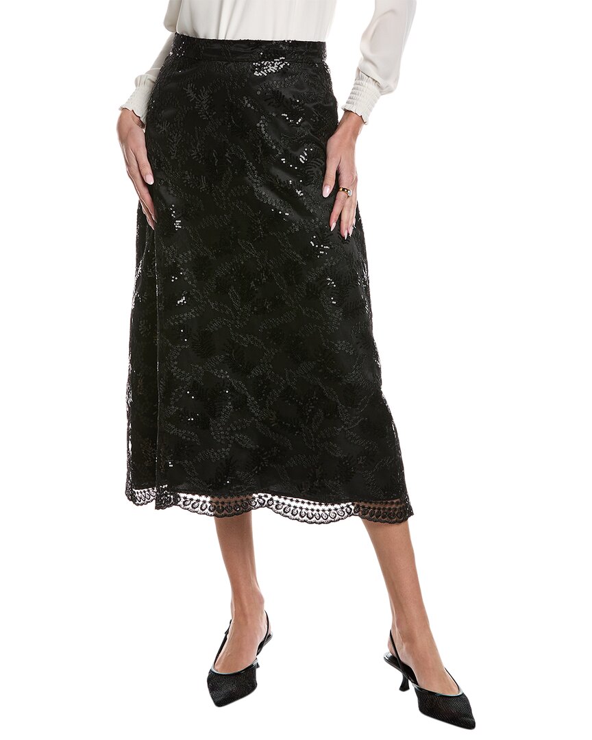 

Юбка трапециевидной формы с сеткой Anne Klein Sequin, черный