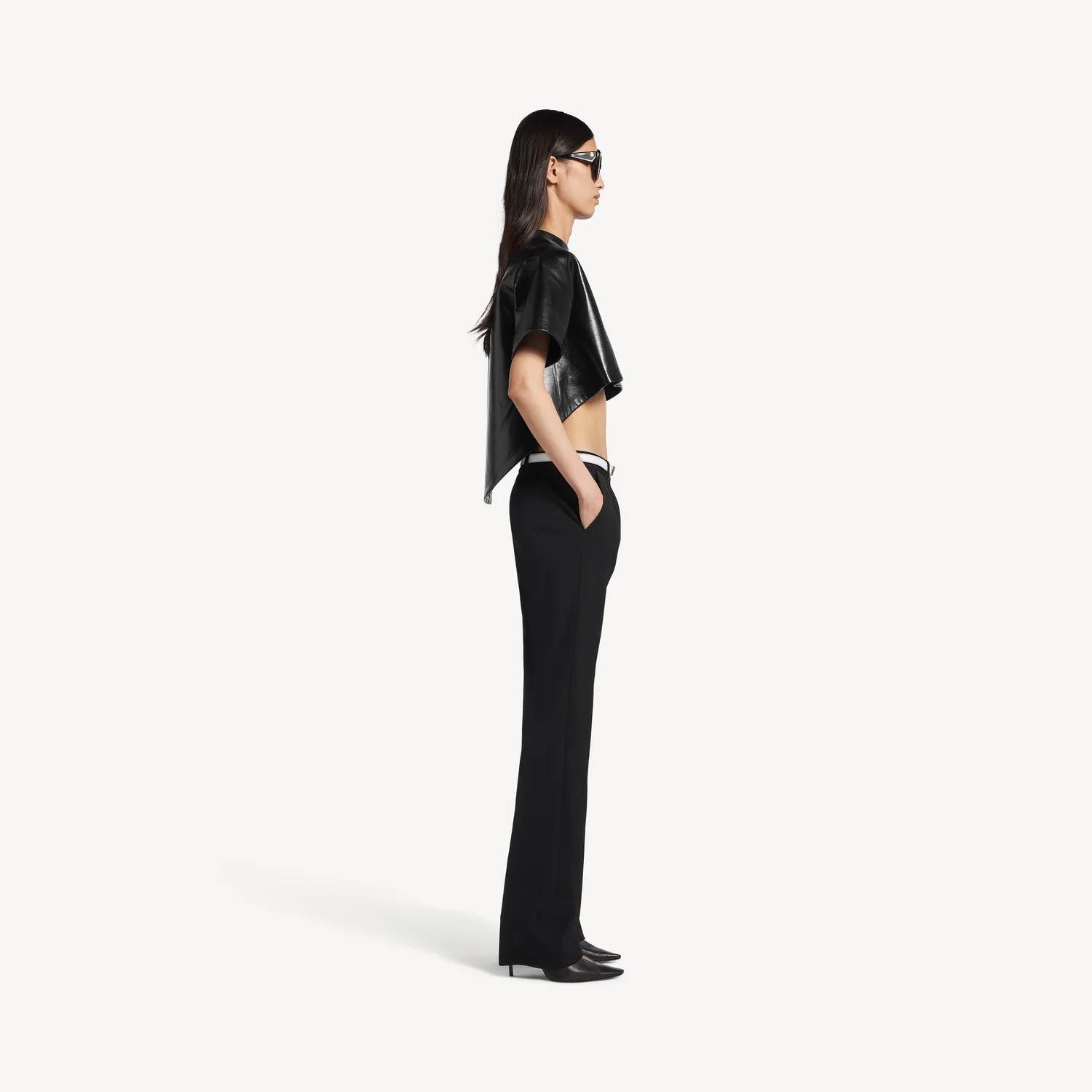 BALENCIAGA Женские приталенные классические брюки черного цвета — фото 3