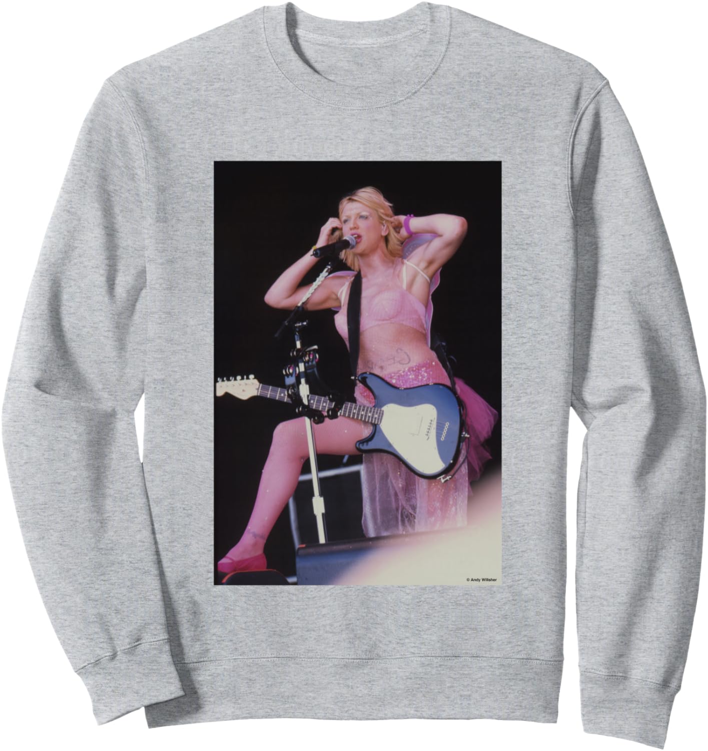 

Кортни Лав из группы Hole, концерт на Гластонбери, 1999 год, толстовка Энди Уилшера Andy Willsher Photography, серый